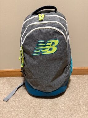 New Balance grey neon yellow teal sports bag backpack unisex